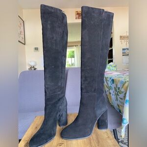 Stuart Weizman Suede Knee high Black Sock Boots Size 9